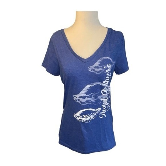 District Tops - Awful Arthur's Oyster Bar Graphic Tee Blue White Logo Kill Devil Hills NC